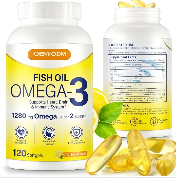 Omega-3 Fish Oil 1280mg Lemon Softgels
