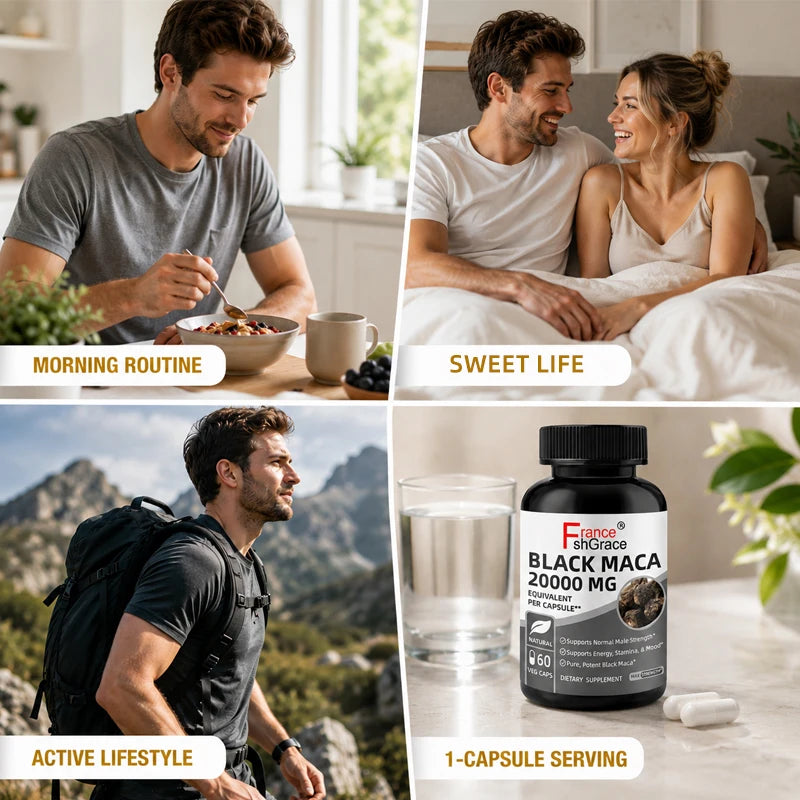 Shecome Black Maca Root Capsules for Men (20,000mg)