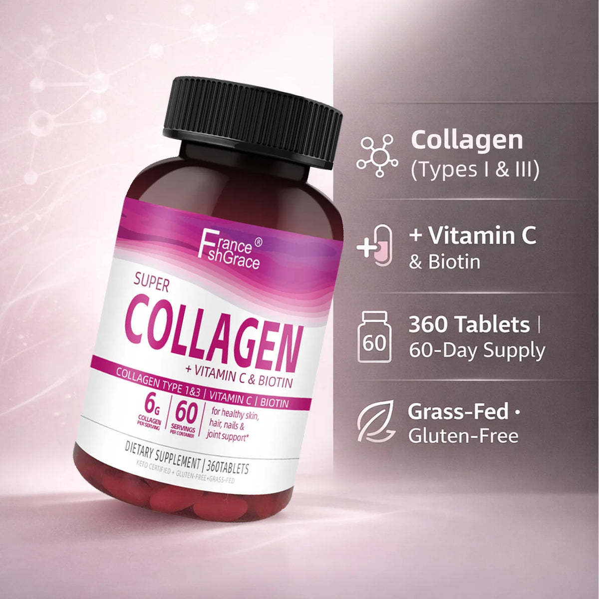 Hydrolyzed Collagen Peptides & Biotin Tablets (360 Count)