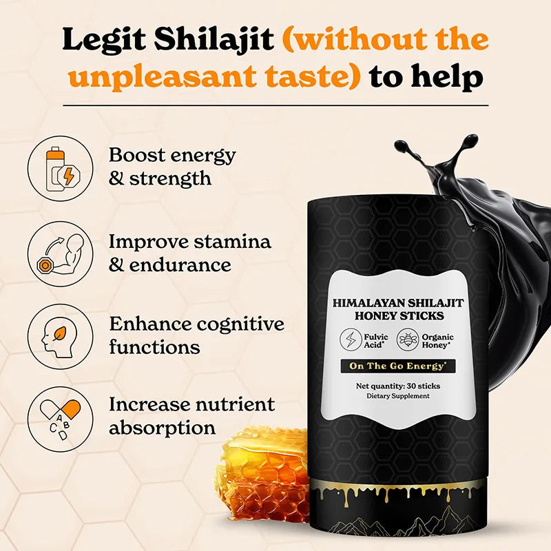 Shilajit Honey Energy Sticks (30 Sticks)